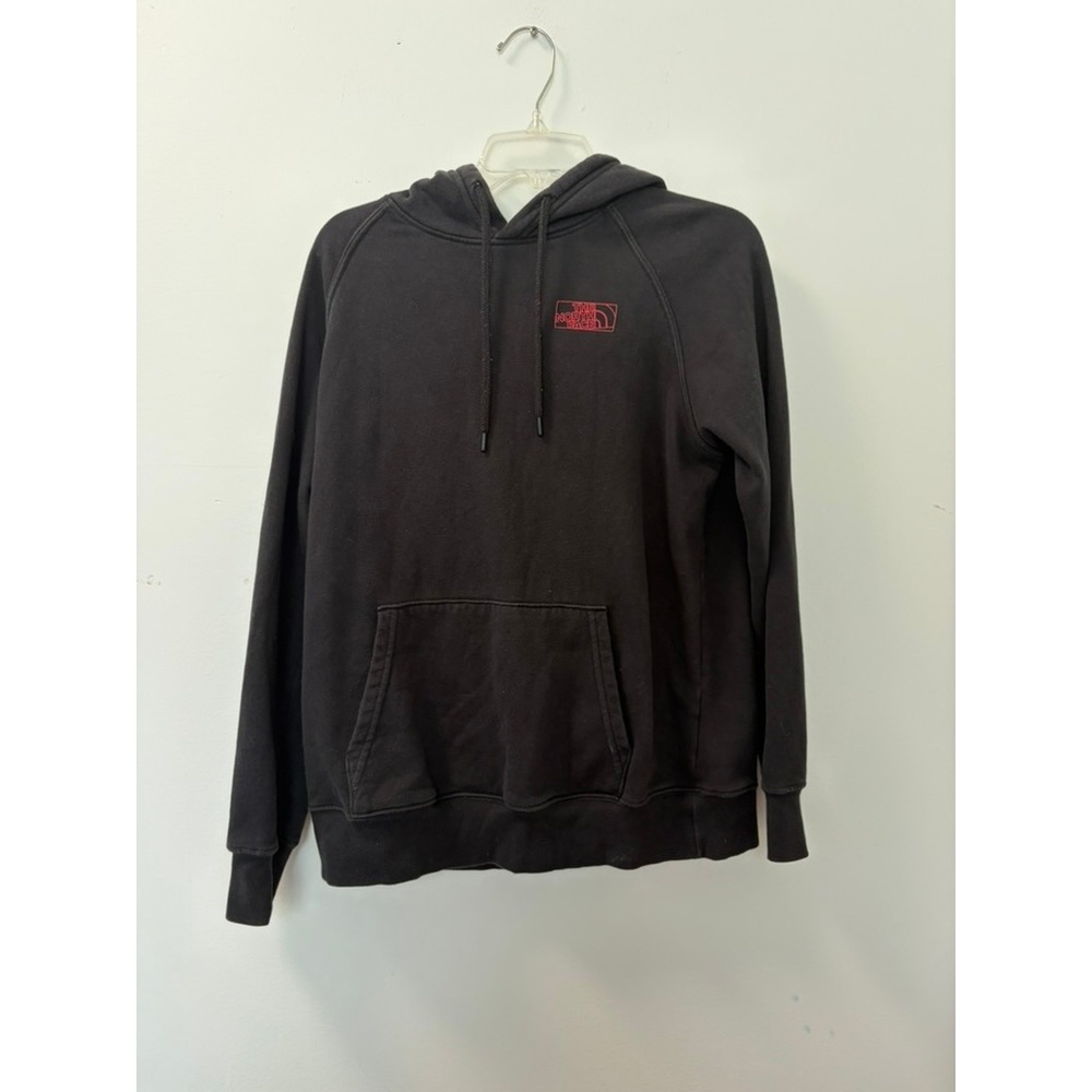 The North Face Womens Black Multi Color Graphic Logo Hoodie Sweatshirt Medium